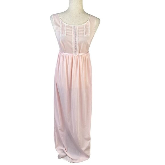 Vtg Hollywood Vassarette Sheer Pink Dainty Lace Nightgown Feminine Lolita Small - Picture 1 of 16